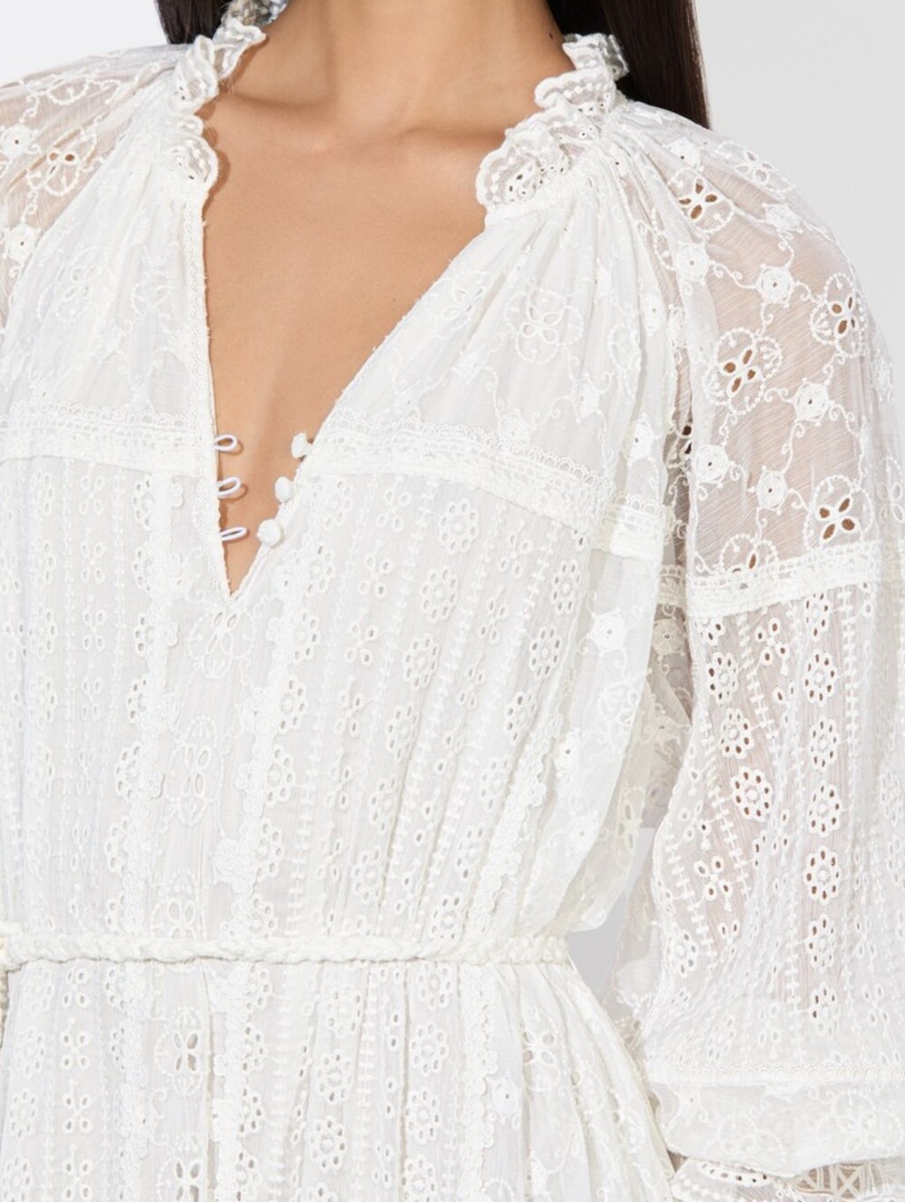 Alice + Olivia Alycen Eyelet Ruffle Maxi Dress Medium - Picture 3 of 7